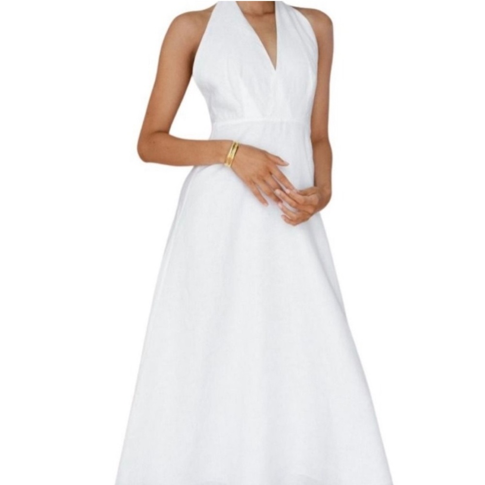 Posse Annie White Linen Halter Dress